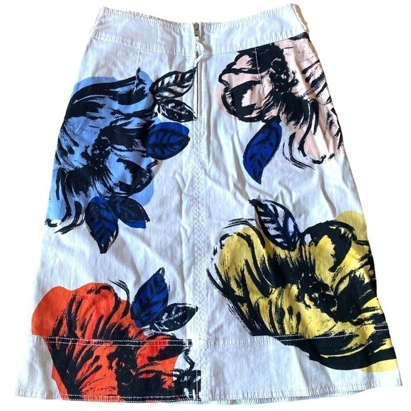 Anthropologie Maeve - White Denim Floral Belt Skirt - Picture 4 of 10